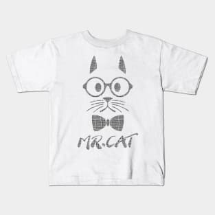 Grid Mr Cat Kids T-Shirt